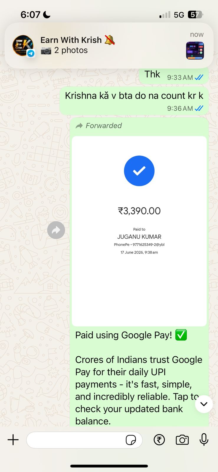 Payment proof